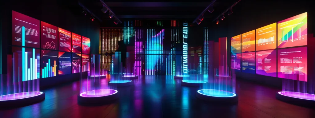 a futuristic marketing analytics dashboard illuminated by vibrant neon colors, displaying dynamic graphs and ai-driven insights, symbolizing the transformative impact of generative ai on digital marketing strategies.