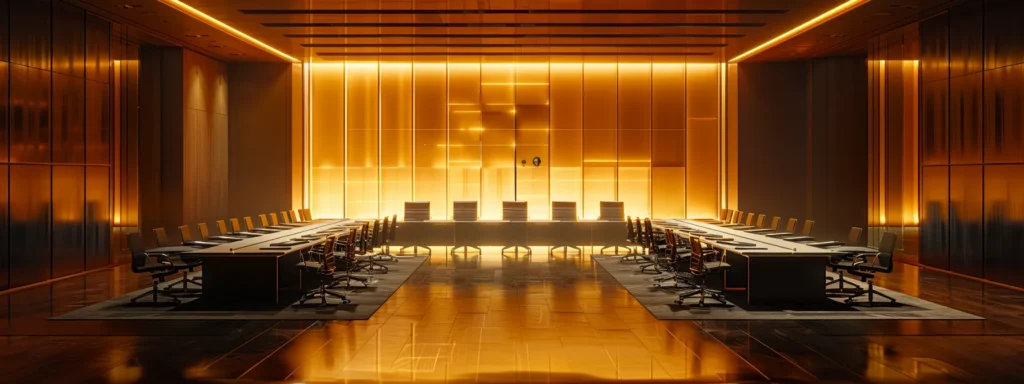 a sleek, modern boardroom illuminated by soft, ambient lighting, where diverse professionals engage in a dynamic discussion about strategic ai marketing solutions, emphasizing transparency, trust, and innovation.