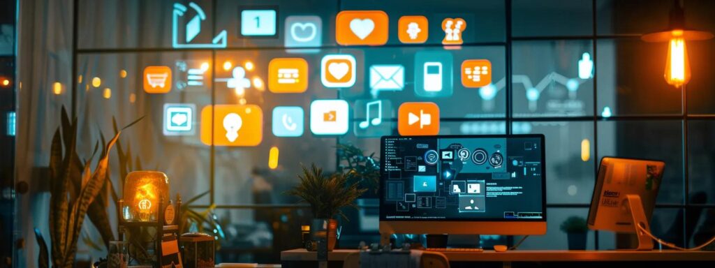 a vibrant and engaging workspace showcases a diverse array of social media icons and dynamic digital marketing graphics, illuminated by soft, natural light that emphasizes the creativity and strategy behind choosing the right social media package.