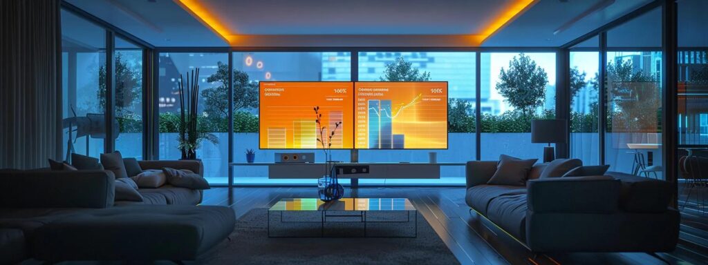 a vibrant digital marketing dashboard illuminated by glowing graphs and analytics, showcasing the concept of customer lifetime value as the centerpiece in a modern office setting.