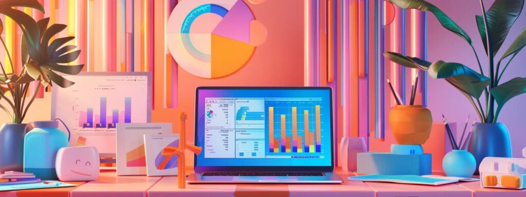 a vibrant workspace with a sleek laptop open to an email marketing dashboard, surrounded by colorful charts and digital graphics that convey the excitement of successful campaign strategies.